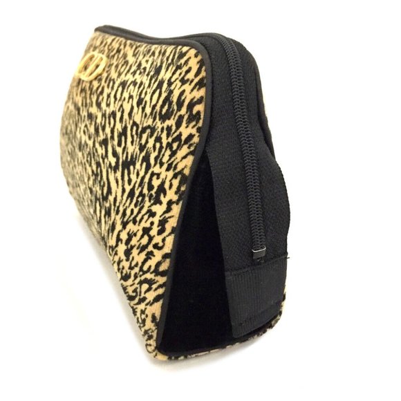 Christian Dior CD Logo Leopard Pattern Canvas Cosmetic Pouch Bag /1G0791 - Picture 3 of 8